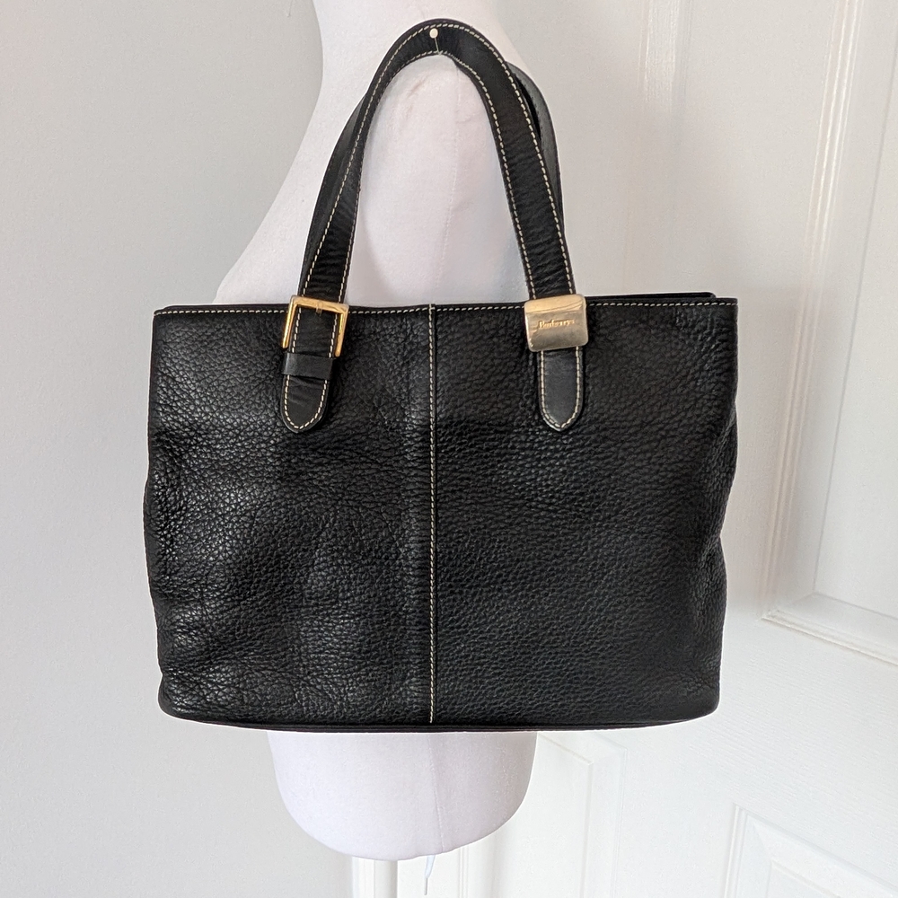 Vintage Burberrys Black Leather Nova Tote w/branded Box & Tissue Paper